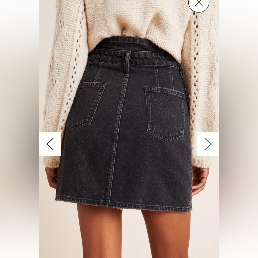 PILCRO FOR ANTHROPOLOGIE BUTTON FRONT HIGH WAISTED MINI SKIRT WASHED BLACK DENIM - Picture 5 of 14